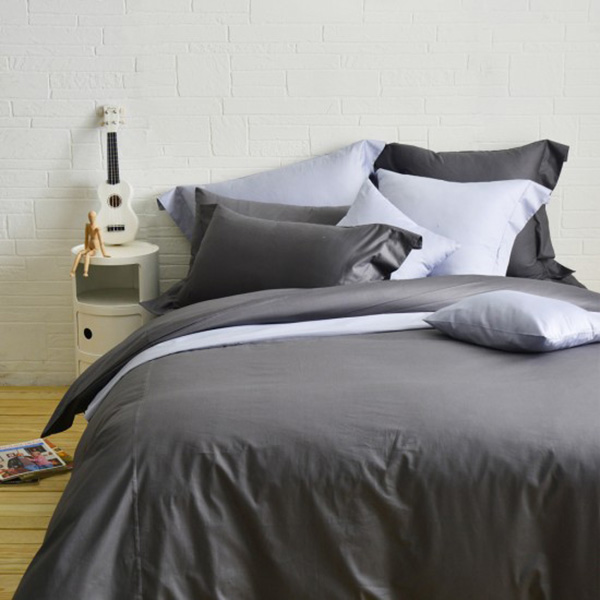 Cozy inn ♒ 簡單純色-鐵灰-200織精梳棉四件式被套床包組(加大)